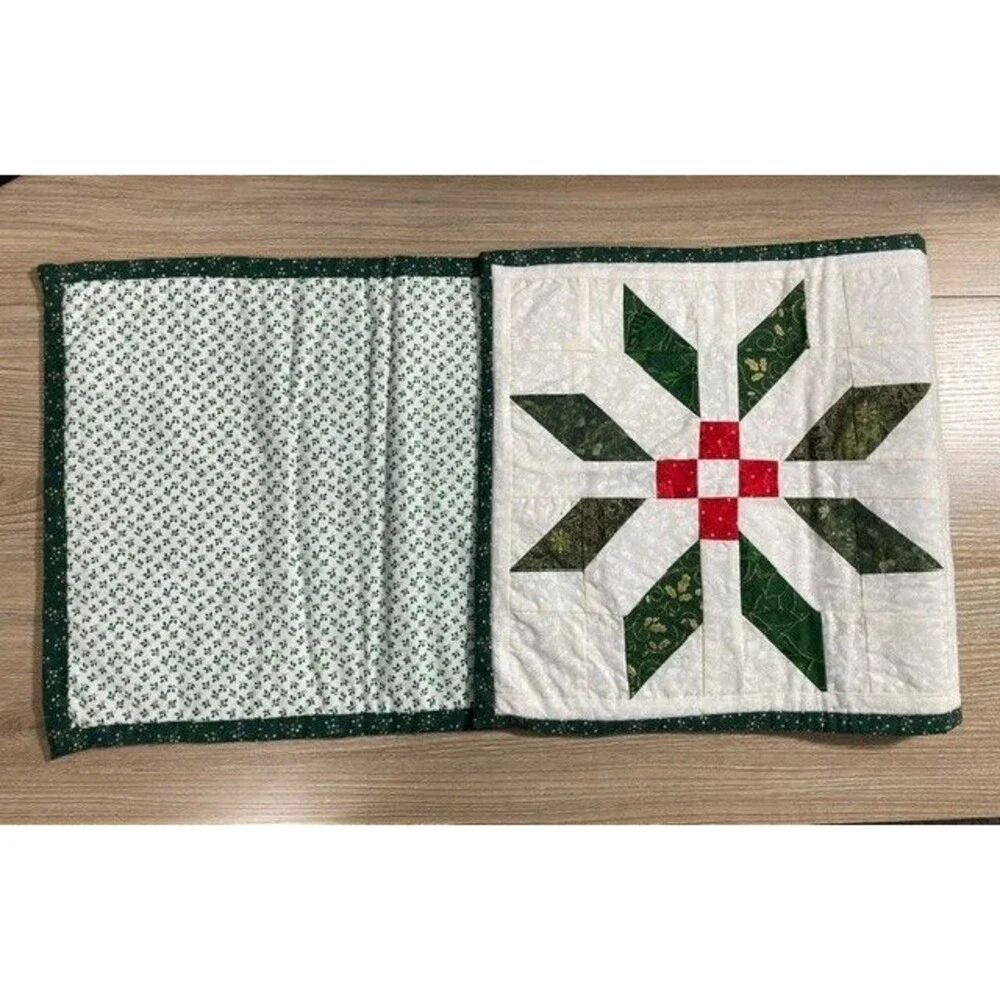 Handmade Reversible Quilted Christmas Table Runner 41.5 in. x 14.5 in. Green/Red